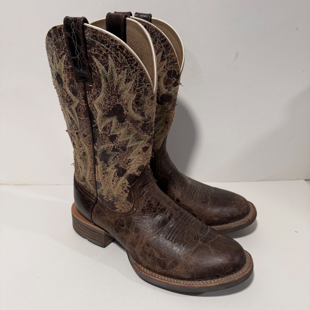 Ariat Mens Striker Quickdraw Western Boots 9.5 Brown Leather Square Toe 10009588